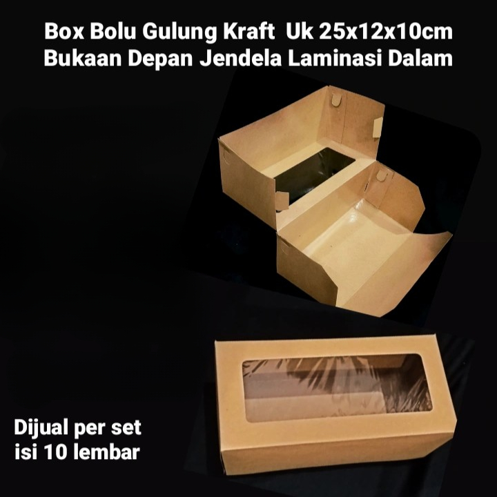 

10 Pcs Box Kue Gulung Model Jendela Mika Dus Kraft Laminasi Dalam