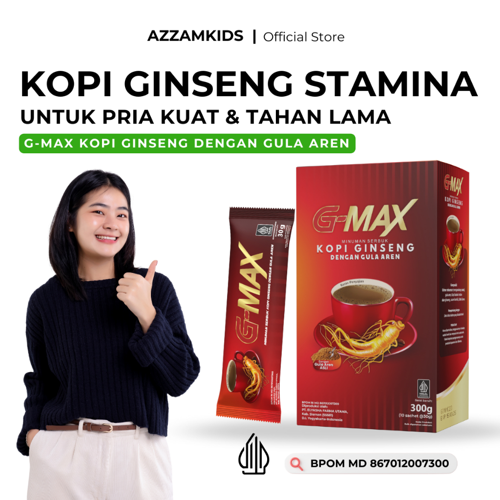 

G-MAX Kopi Ginseng Gula Aren Kopi Stamina Untuk Pria Kuat & Tahan Lama 100% ORI BPOM & Halal