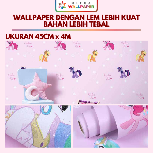 Wall Sticker Wallpaper Dinding Kamar Tidur Anak Little Pony Pink Walpaper Karakter Anak Cewek