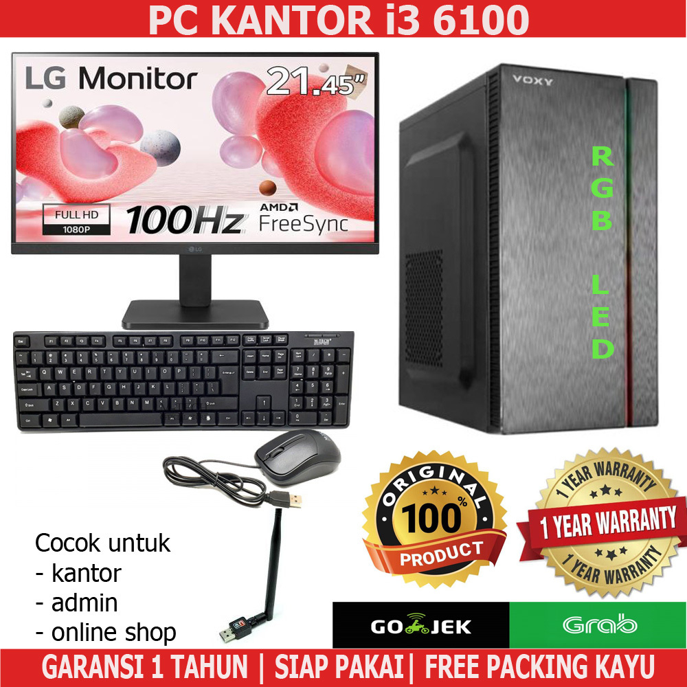CPU/KOMPUTER/PC RAKITAN KANTOR/ADMIN/KASIR i3-6100 FULLSET