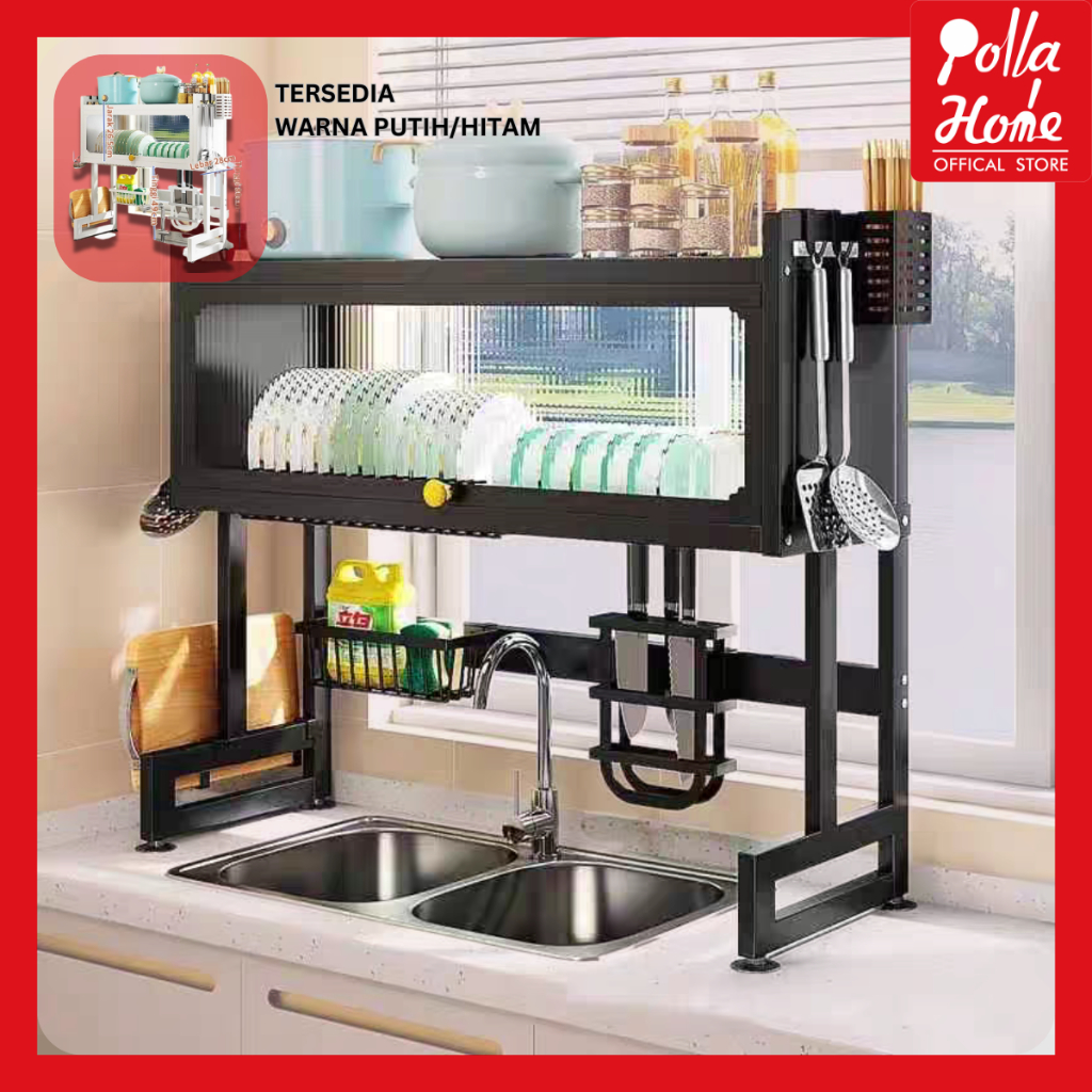 Ollahom Rak Piring Wastafel dengan Penutup / Kabinet - Stainless Steel / Rak Dapur Multifungsi Diata