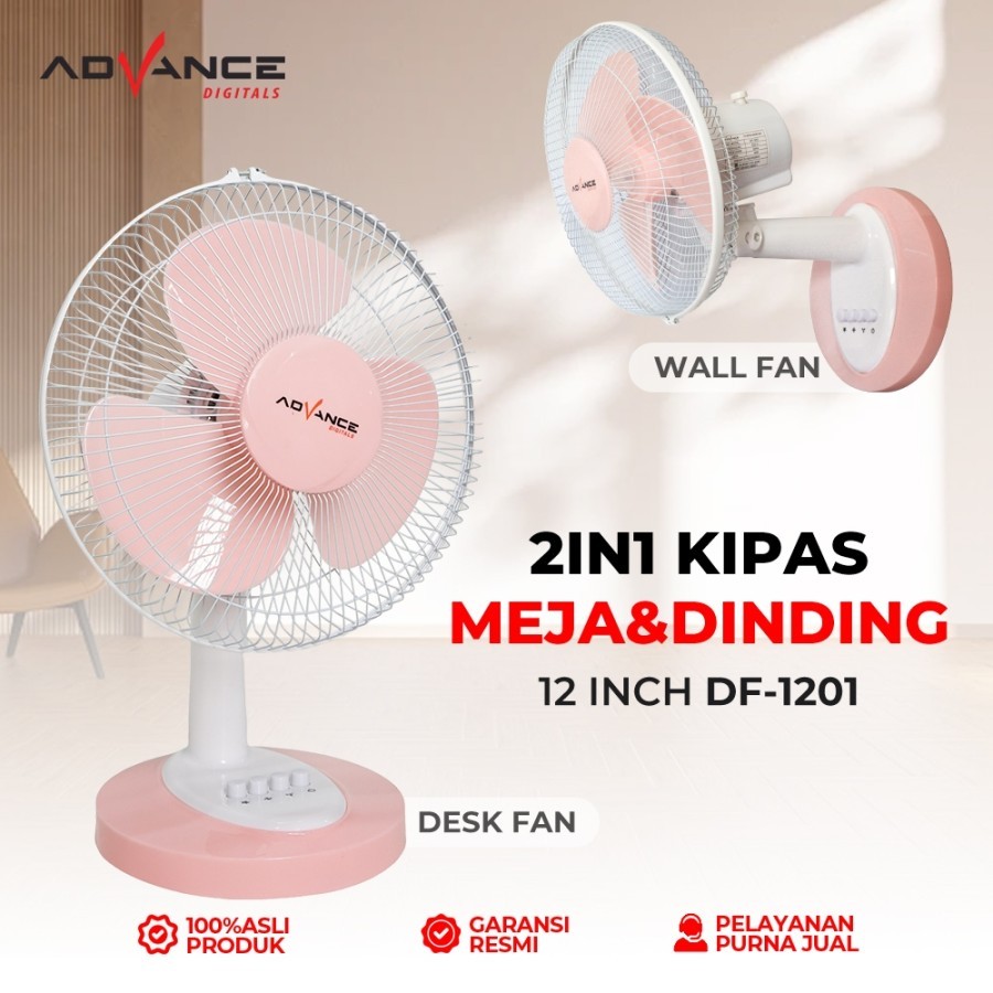 Advance DF-1201 Kipas Angin Meja Dinding 12 Inch 2in1 Desk Wall Fan / Kipas Angin 12 Inch