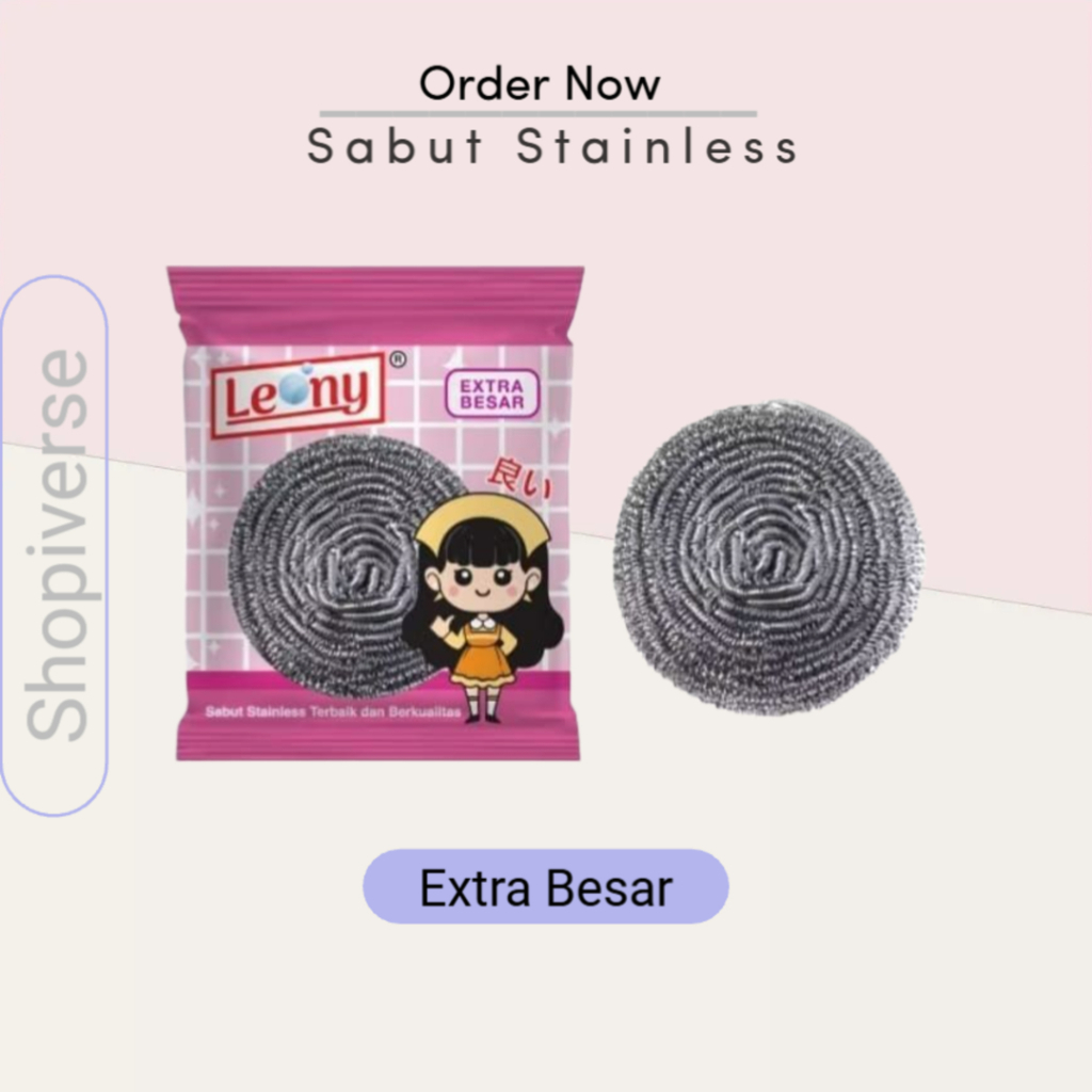 Sabut Stainless Leony Extra Besar / Gosok Panci / Kawat Cuci Piring Panci Wajan / Kawat Gosok