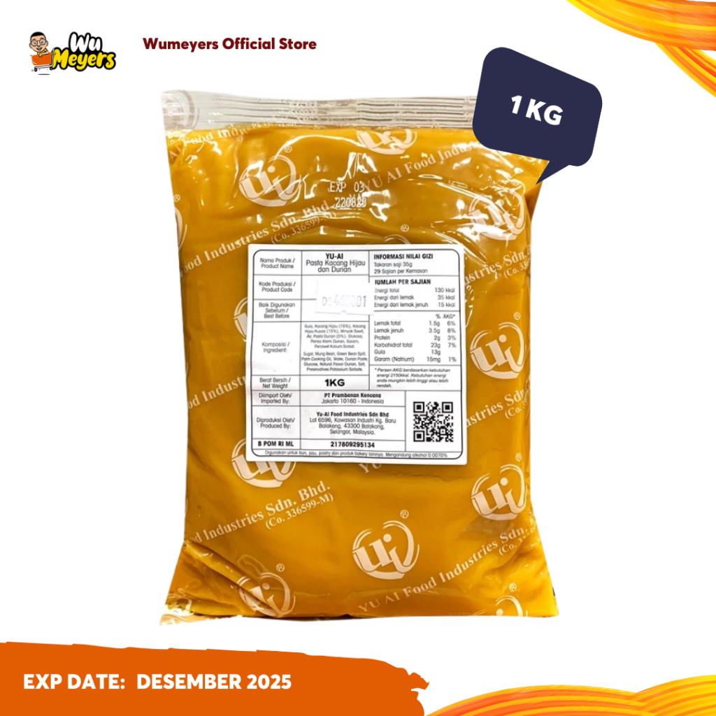 

Yu-Ai Durian Mung Bean Paste - Pasta Kacang Hijau Durian 1kg