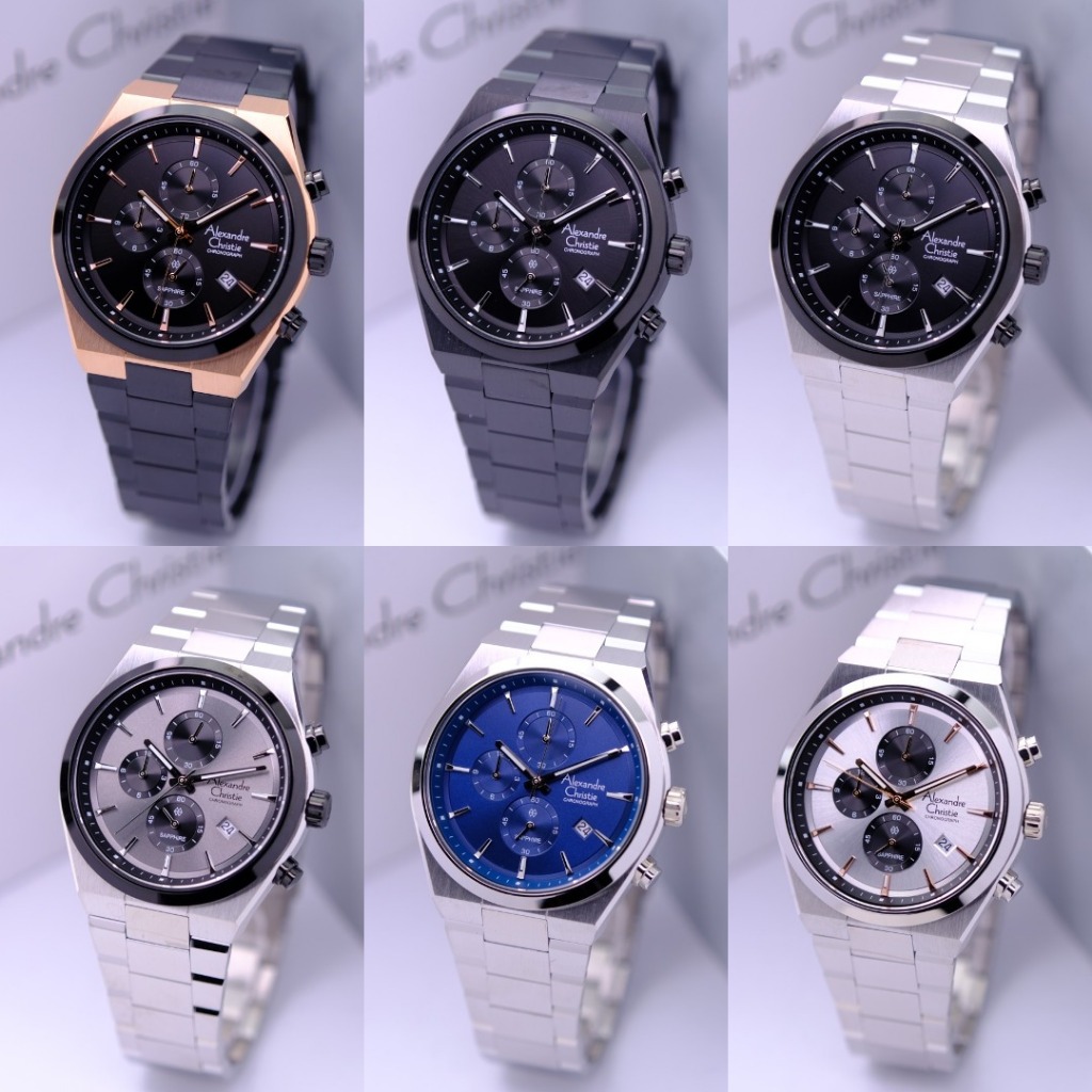 JAM TANGAN PRIA ALEXANDRE CHRISTIE AC 6522 AC6522 / AC 8697 AC8697 BLACK CHRONOGRAPH ORIGINAL
