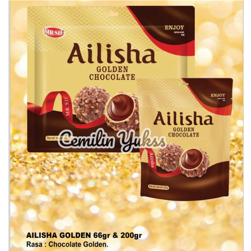

MR. SIF Ailisha GOLDEN CHOCOLATE Cokelat Compound Susu dengan Wafer dan Kacang Tanah (Peanut Chocolate Wafer Ball) 200gr