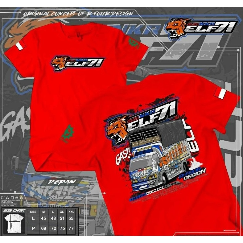 Kaos TRUK ELF- kaos Distro motif kata TRUK ELF- Tshirt Pria Wanita