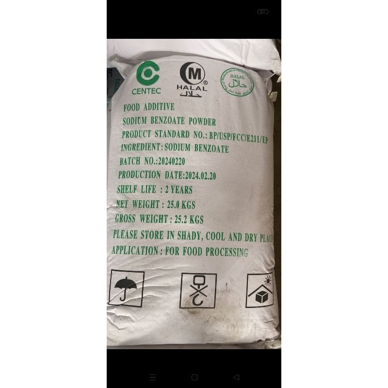 

Sodium benzoat -pengawet makanan @25kg