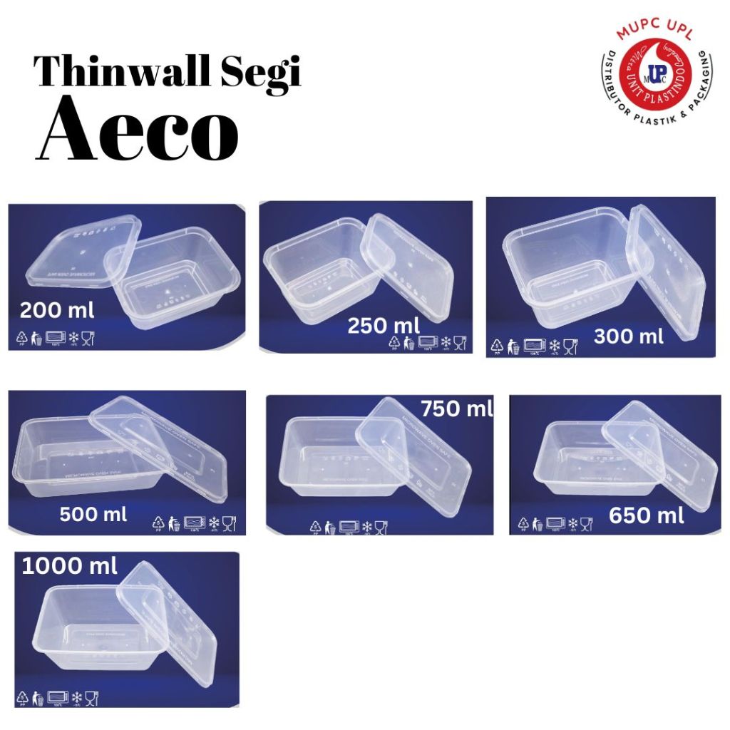 Thinwall Segi Aeco / Thinwall Segi 200, 250, 300, 500, 650, 750, 1000 ml / Cup Puding Dessert Jelly 