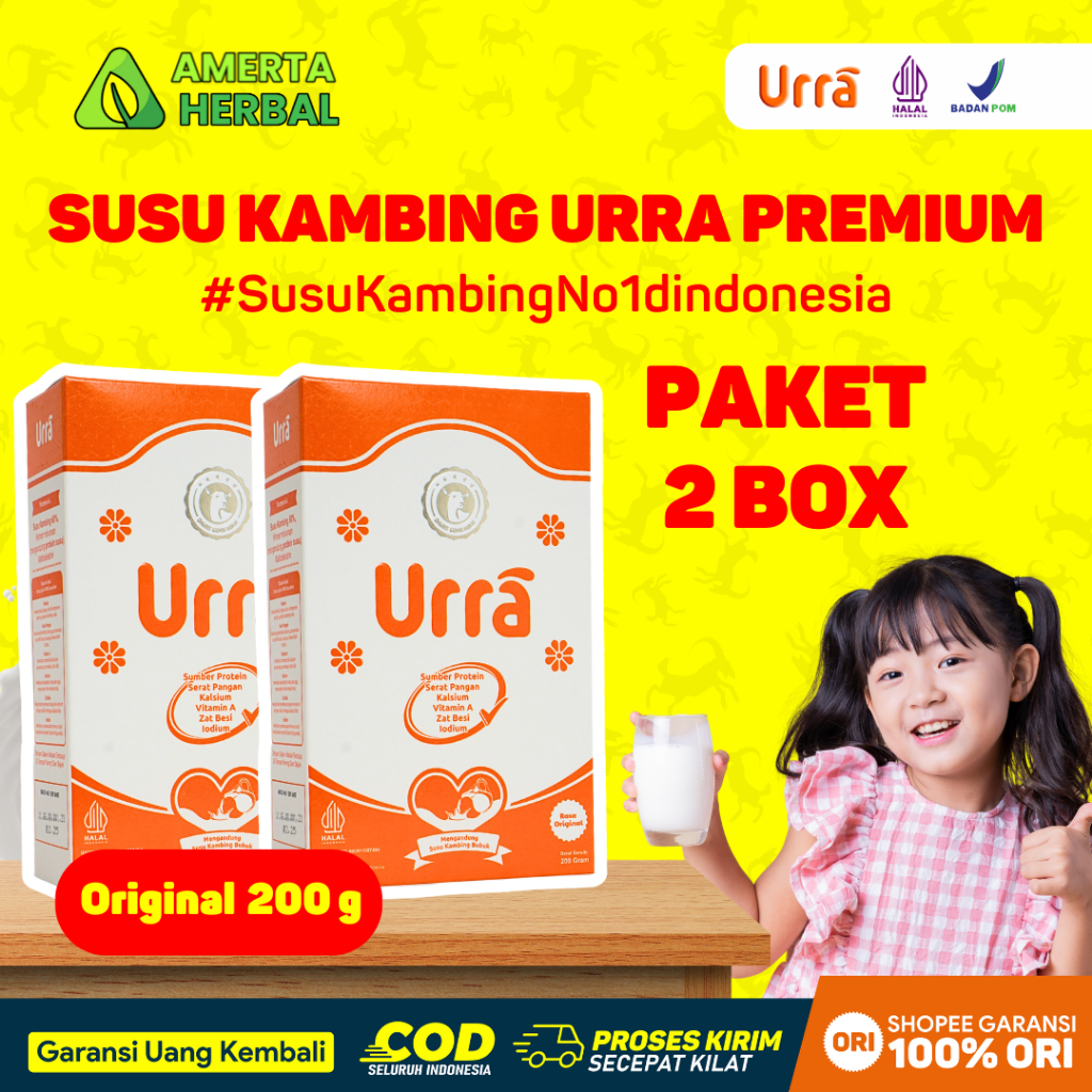 

[ PAKET 2 BOX ] SUSU URRA 200ml Susu Kambing Saanen Untuk Penambah Berat Badan dan Tinggi Badan Anak