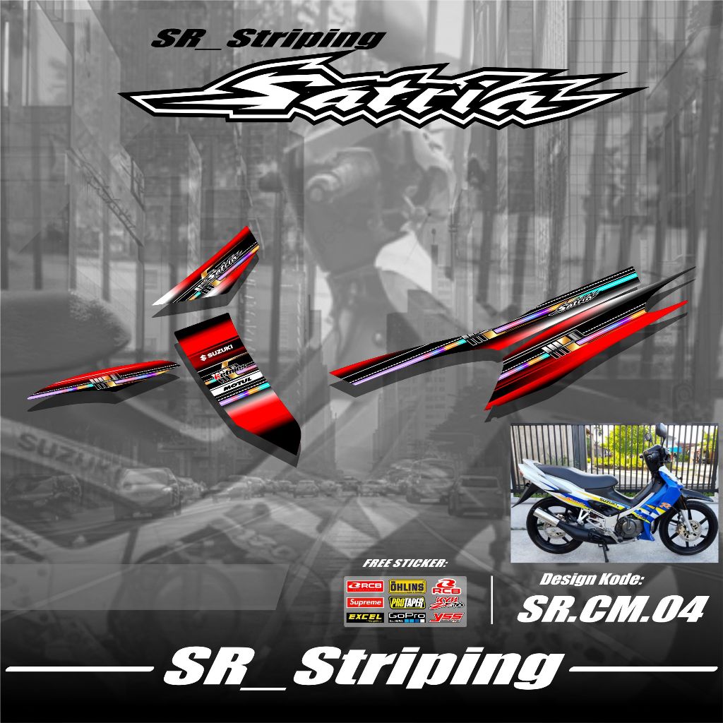 Striping SATRIA HIU Variasi - Sticker Stiker Variasi Motor SUZUKI SATRIA HIU Desain Grafis Racing SR