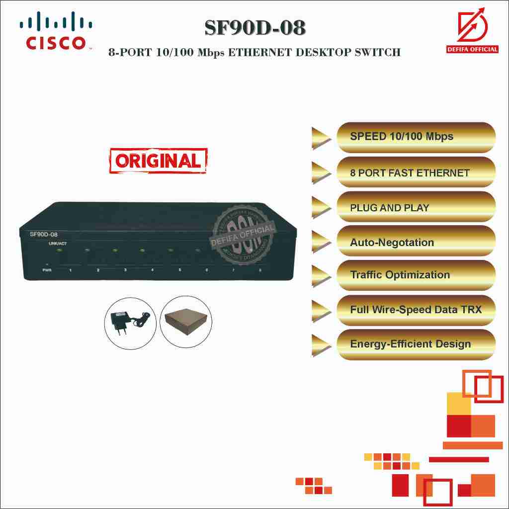 Cisco SF90D-08 8-Port 10/100 Mbps Switch Desktop