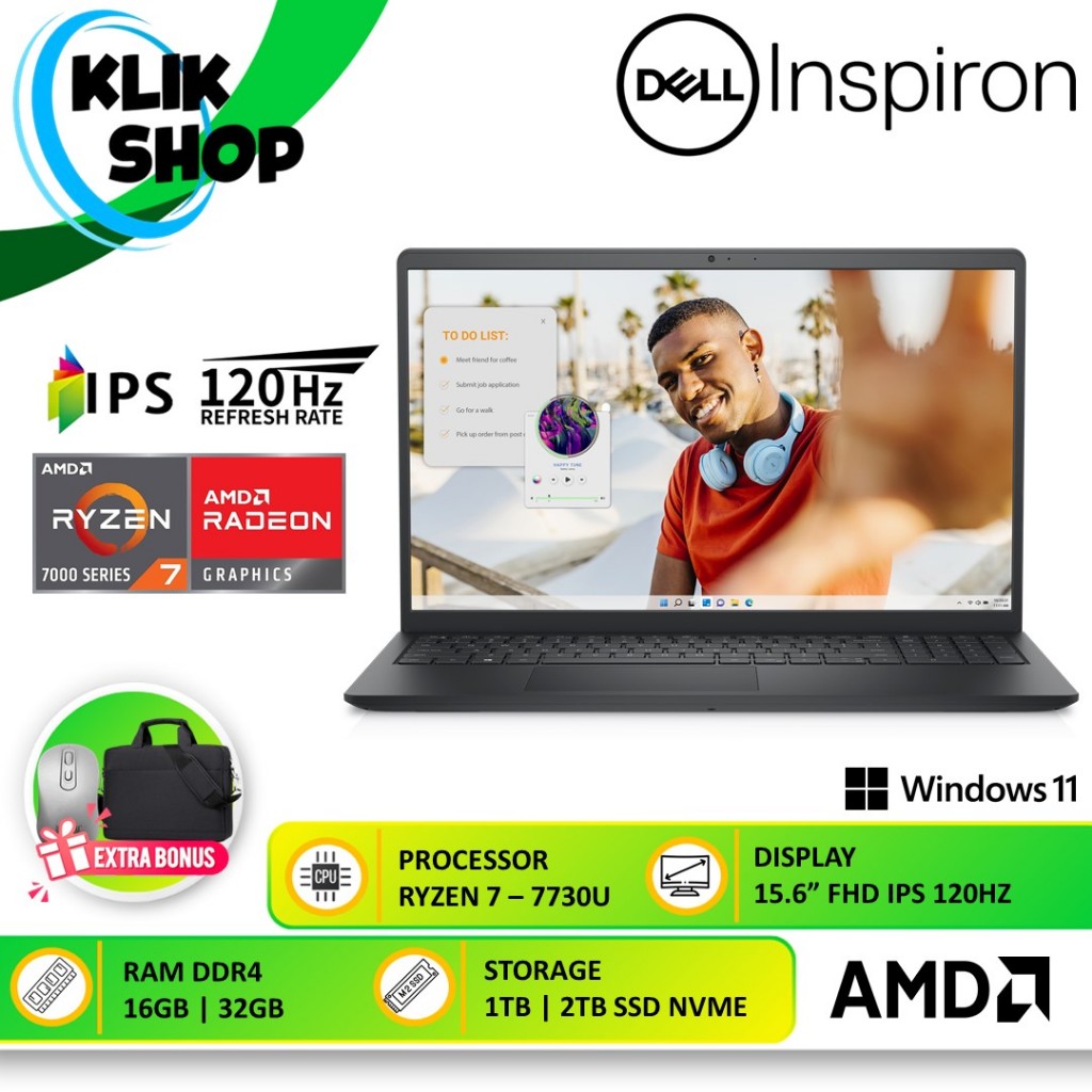 Laptop Gaming DELL Inspiron 15 3535 Ryzen 7 7730 RAM 32GB 2TB SSD FHD IPS 120Hz