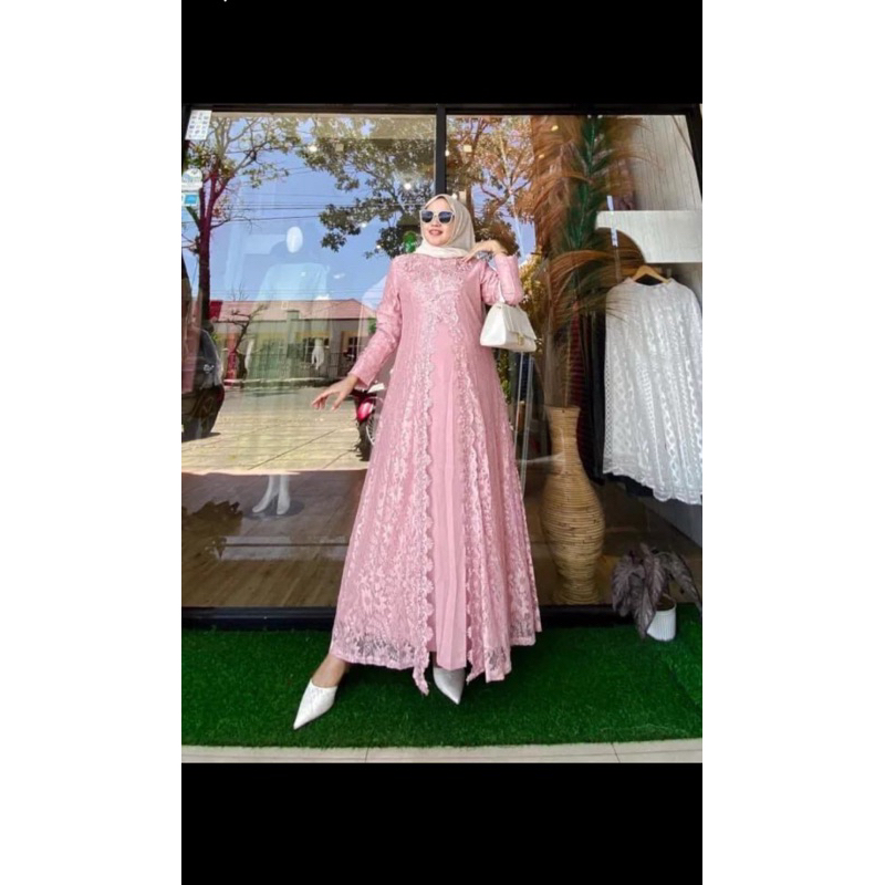 COD• NEW ARRIVAL GAMIS BROKAT JERSEY BAJU PESTA PERNIKAHAN BRAND 100% REALPICT