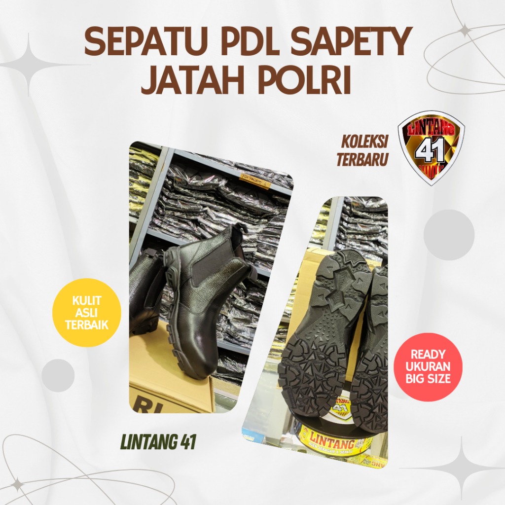SEPATU PDH DINAS|SECURITY|SATPAM|SAFETY - JATAH POLRI ASLI KULIT