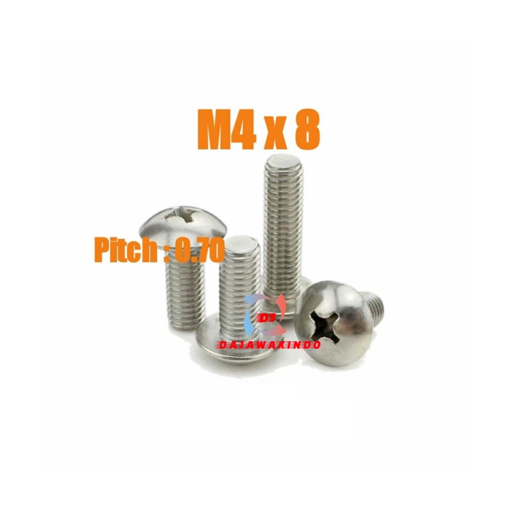 Baut JT Stainless M4 x 8 / Baut Payung SS M4 x 8 / JT SS M4 x 8