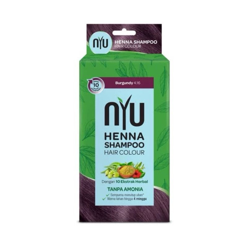 NYU HENNA SHAMPO HAIR COLOR  // SHAMPO SEMIR RAMBUT sachet// natural black // hitam // burgundy // b