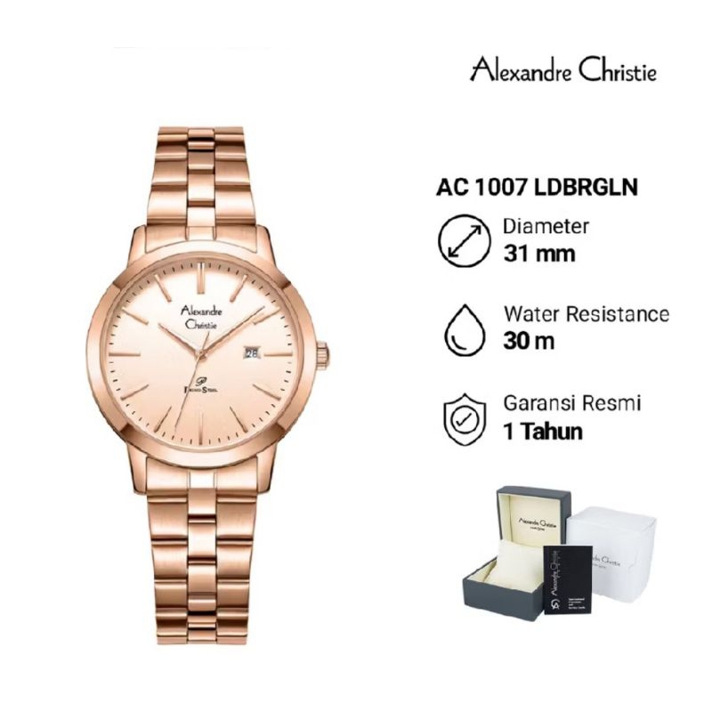 Best Seller Jam Tangan Wanita Alexander Christie AC 1007 LDBRGLN Original Garansi Resmi 1 Tahun