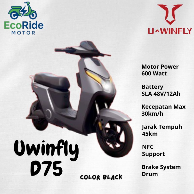 Sepeda Listrik Uwinfly D75 – Motor Listrik Modern & Irit | Bisa Cas di Rumah | Garansi Resmi EcoRide