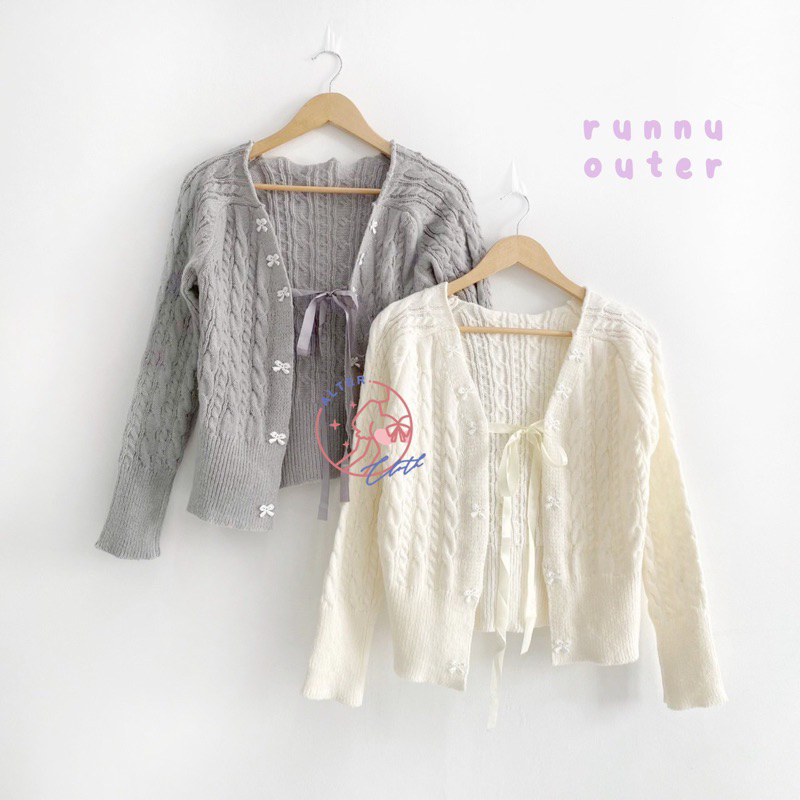 Rb Alter.Cloth - RUNNU OUTER Atasan Wanita Lengan Panjang Longsleeve Kardigan Motif Polos Plain