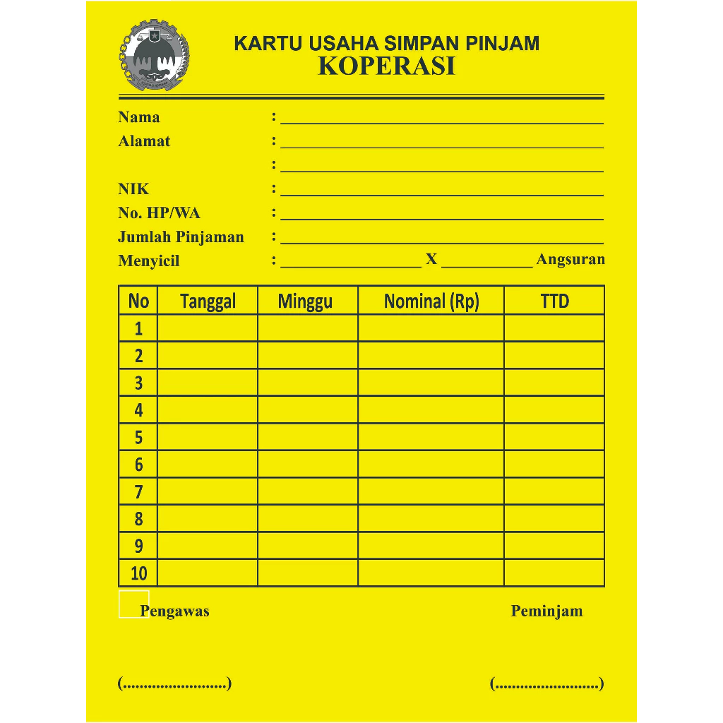 

Kartu Angsuran Mingguan / Kartu Angsuran Bulanan / Kartu Angsuran Home Kredit / Kartu Iuran