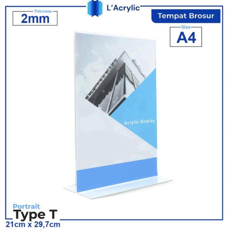 

empat Brosur A4 2mm / Akrilik Tent Card Portrait - Tipe T