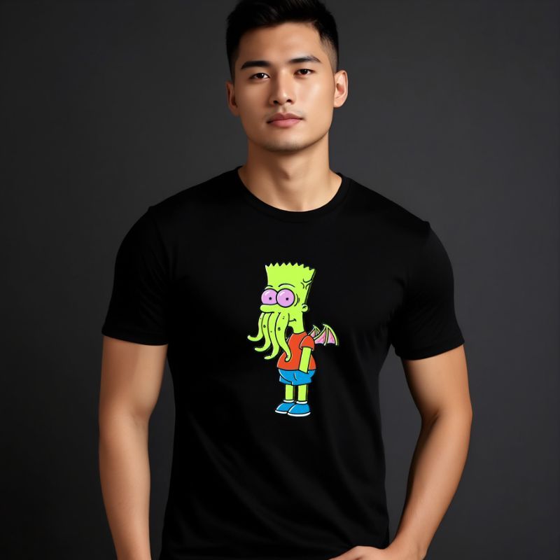 Kaos Custom 100% Cotton 24 Jam/Bart Cthulhu/Sublim Custom/Kaos Polos/Kaos Distro Pria Wanita