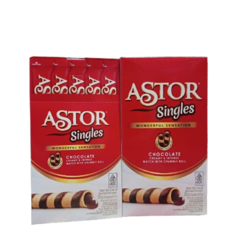 

Astor Singles Chocolate Wafer Stik Cokelat ( 1 Pak Isi 20 )