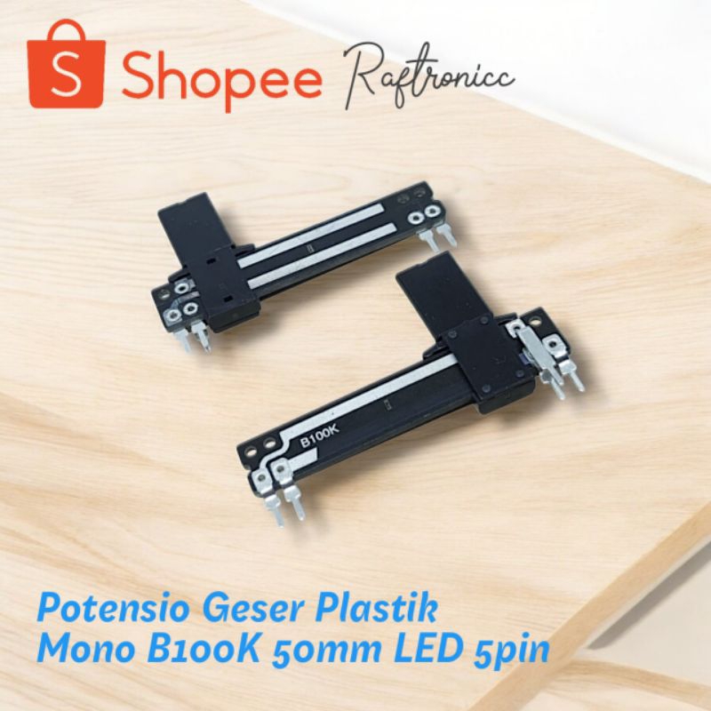 Potensio Geser Plastik Mono B100K 50mm LED 5pin