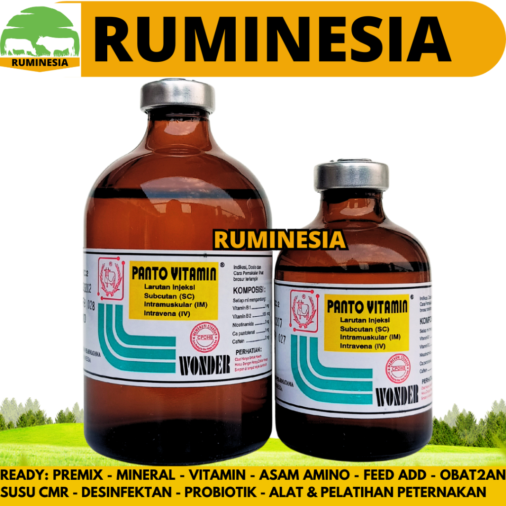 PANTO VITAMIN 100ML & 50ML WONDER - Multivitamin Hewan Injeksi Vitamin Pertumbuhan Penggemuk Nafsu M