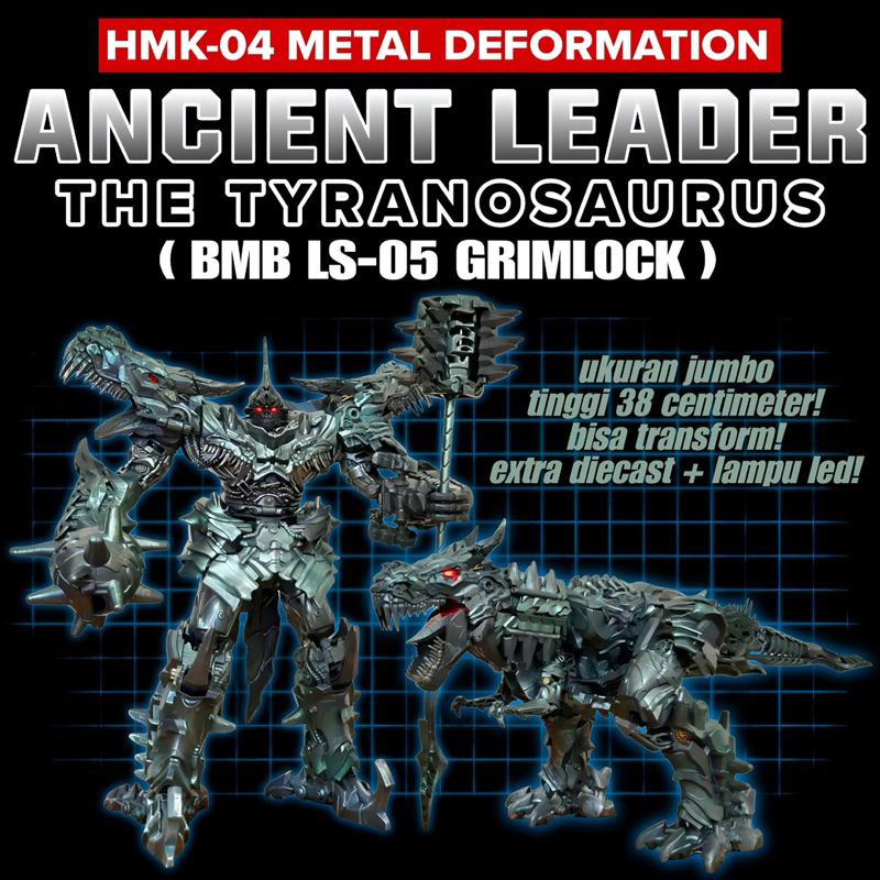 BMB LS-05 Grimlock HMK-04 Ancient Leader Dinobot ukuran besar 38 centimeter
