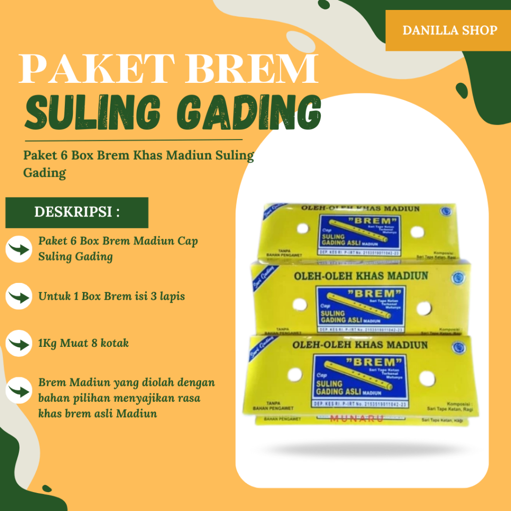 

Paket 6 Box Brem Khas Madiun Suling Gading Premium
