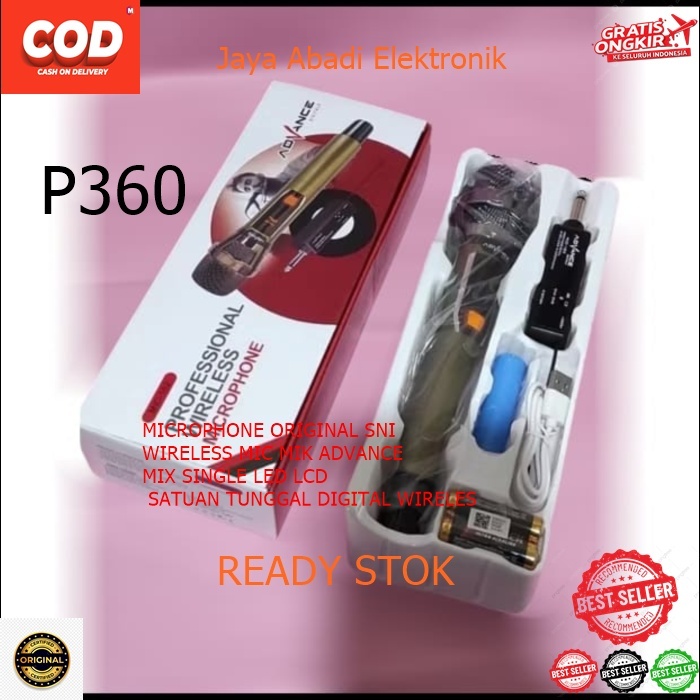 P360 MICROPHONE ORIGINAL SNI WIRELESS MIC MIK ADVANCE MIX SINGLE LED LCD SATUAN TUNGGAL DIGITAL WIRE