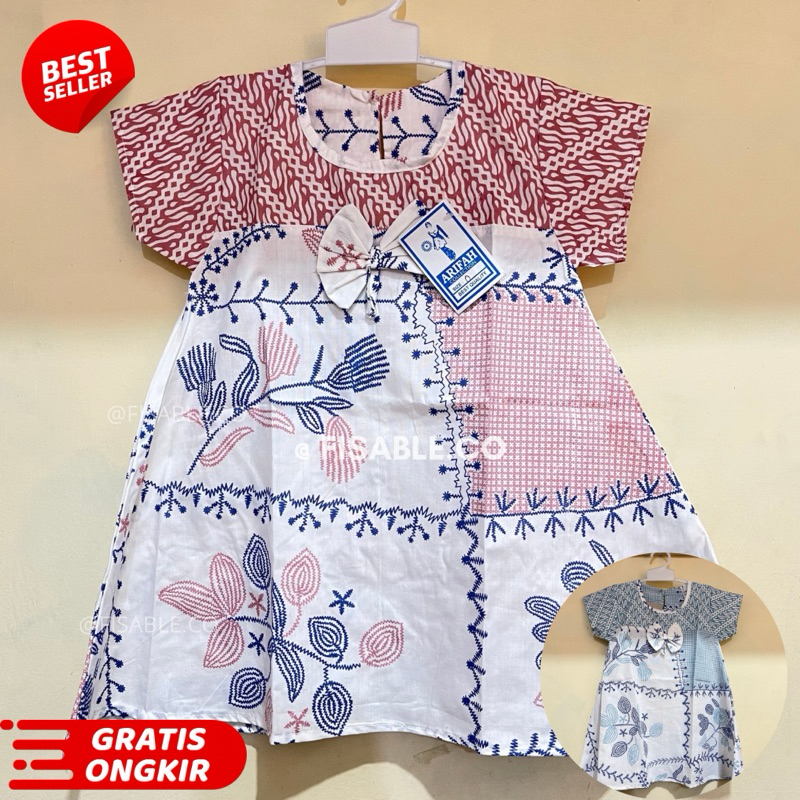 Daster Anak Batik | Dress Anak Batik Daster Terbaru Anak Cewek Katun Motif Bordir Usia 0-XXL