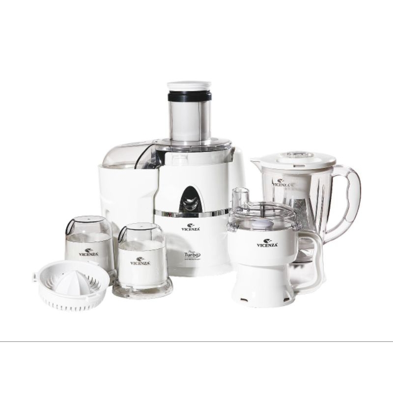 JUICER dan BLENDER VICENZA VT337 PUTIH set alat masak Pembuat Jus, Pencampur, Penggiling daging Vice