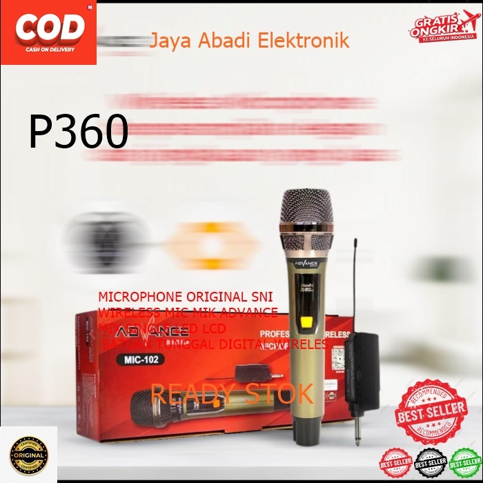P360 MICROPHONE ORIGINAL SNI WIRELESS MIC MIK ADVANCE MIX SINGLE LED LCD SATUAN TUNGGAL DIGITAL WIR
