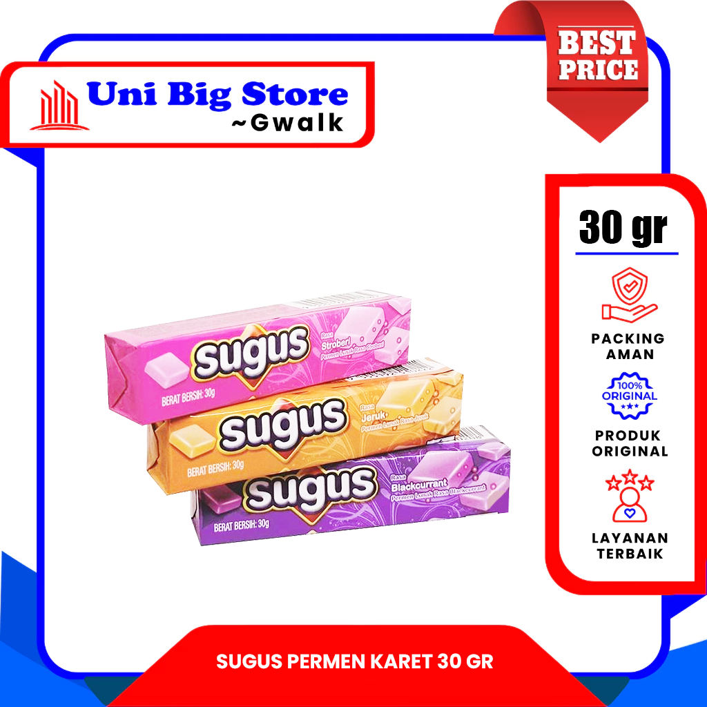 

PERMEN LUNAK SUGUS SOFT CANDY BLACKCURRANT - STRAWBERRY - ORANGE - 30 gr