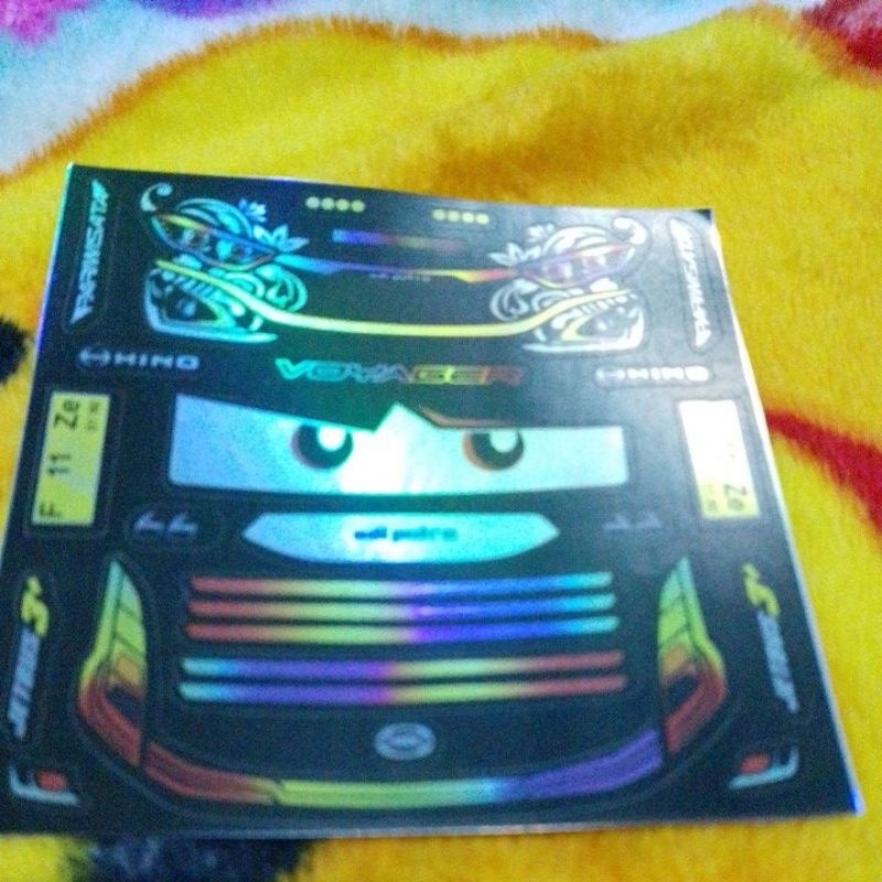 aksesoris miniatur bus stiker lampu miniatur bus bunga batik jb3