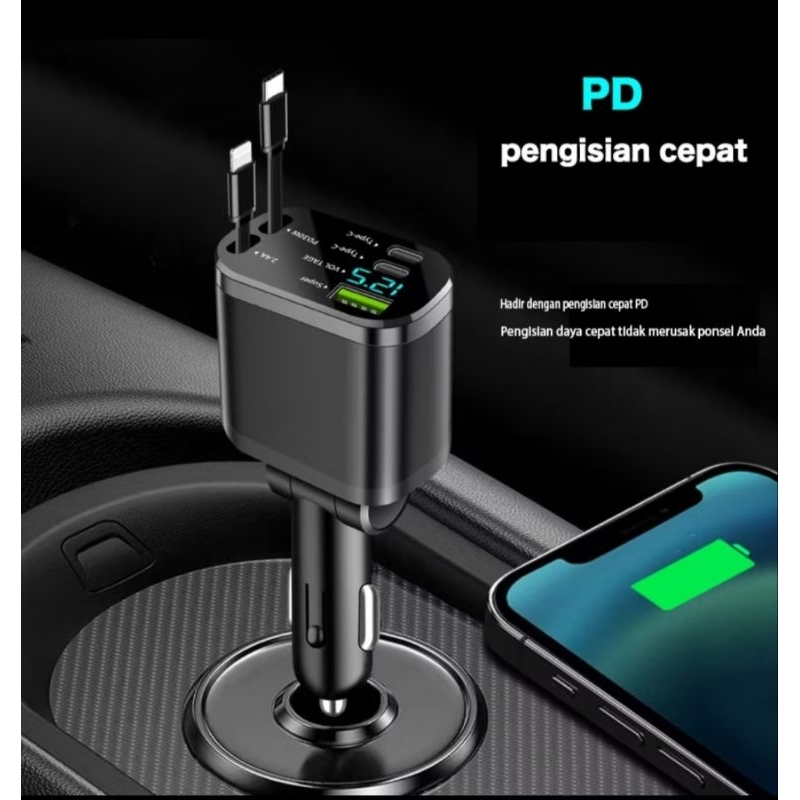 Charger mobil 5in1 Type C iphone Android USB 120W fast charging