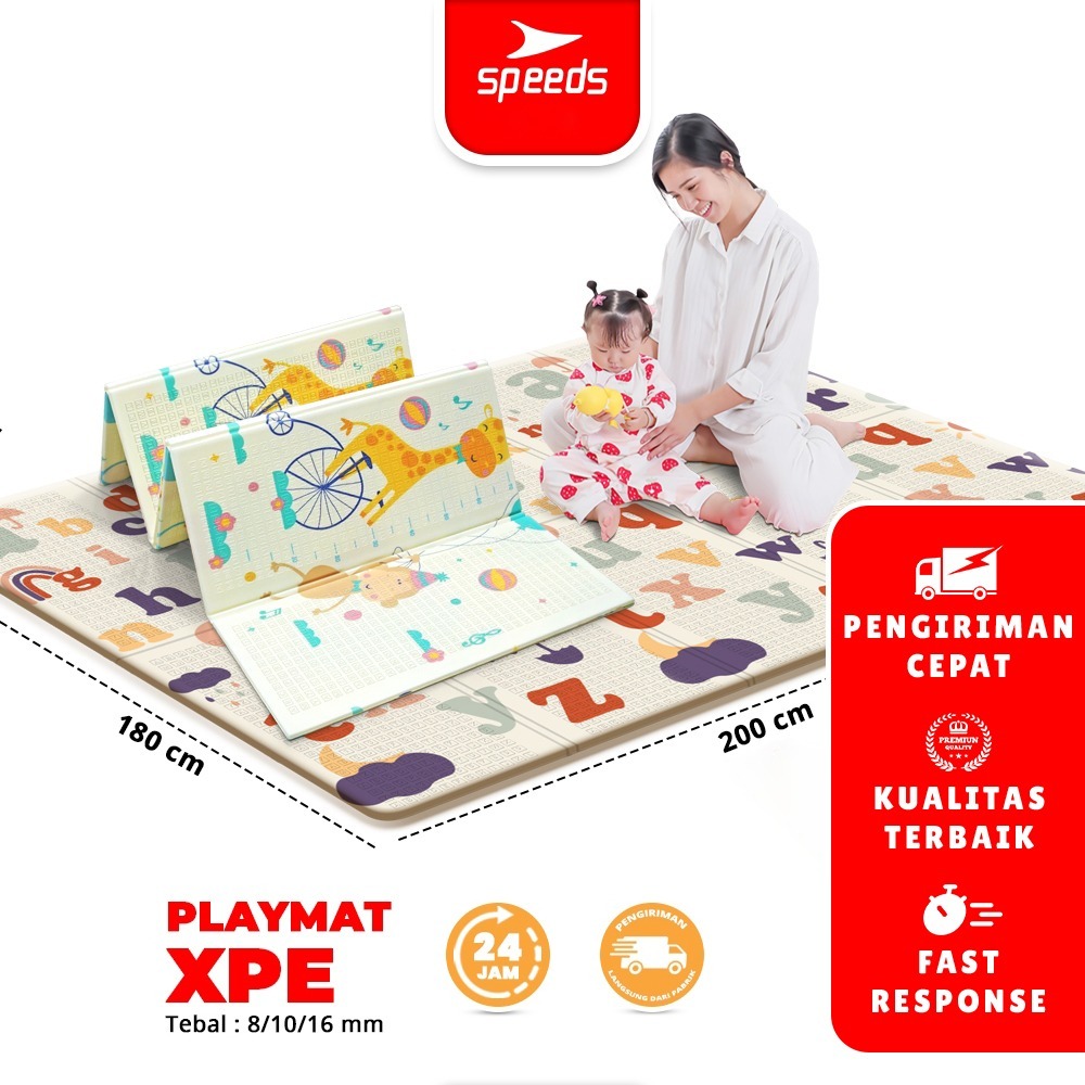 SPEEDS Playmate Bayi 200x180cm Tebal XPE Matras Anak Playmate Baby/alas lantai bayi/karpet lantai/Ka