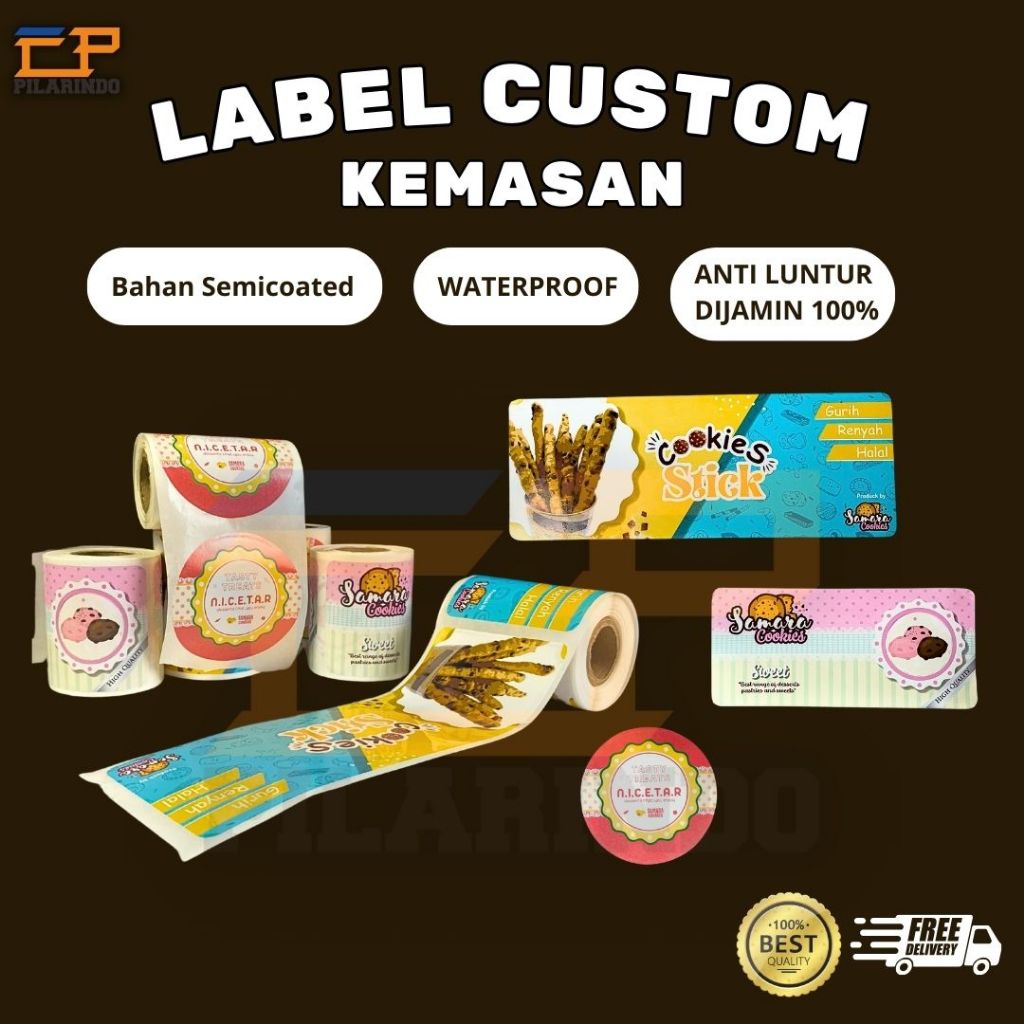 

Cetak Stiker Label Makanan Custom / Label Kemasan + Cutting Label Kemasan Botol Minuman Toples Kue