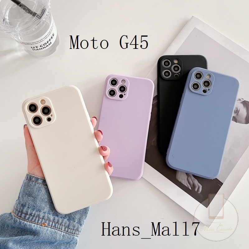 Hans- Case Square Moto G45 Lentur silicone silky Casing Ponsel Soft Colour Silikon Lembut Kesing pro
