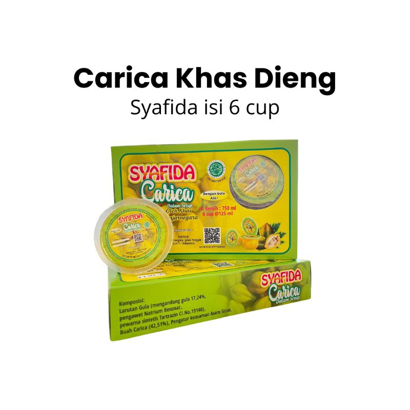 

Manisan Carica isi 6 cup/@125ml - sirup carica - 100% gula murni