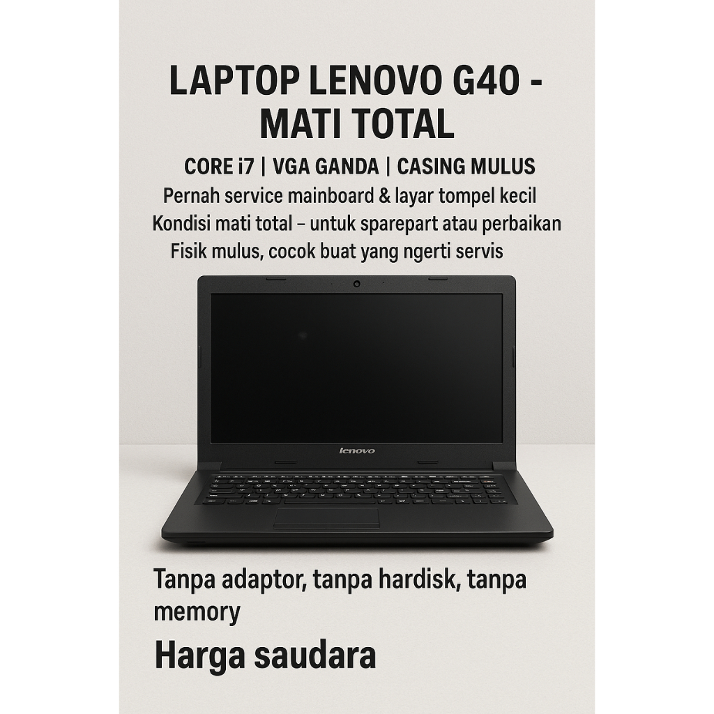 Laptop Lenovo G40 – Mati Total Core i7 | VGA Ganda | Casing Mulus