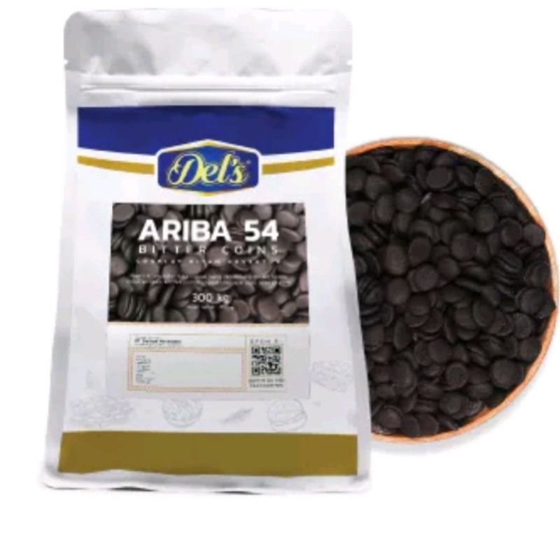 

Del's Ariba 54% Bitter Coin Couverture 300g/coklat ariba coin