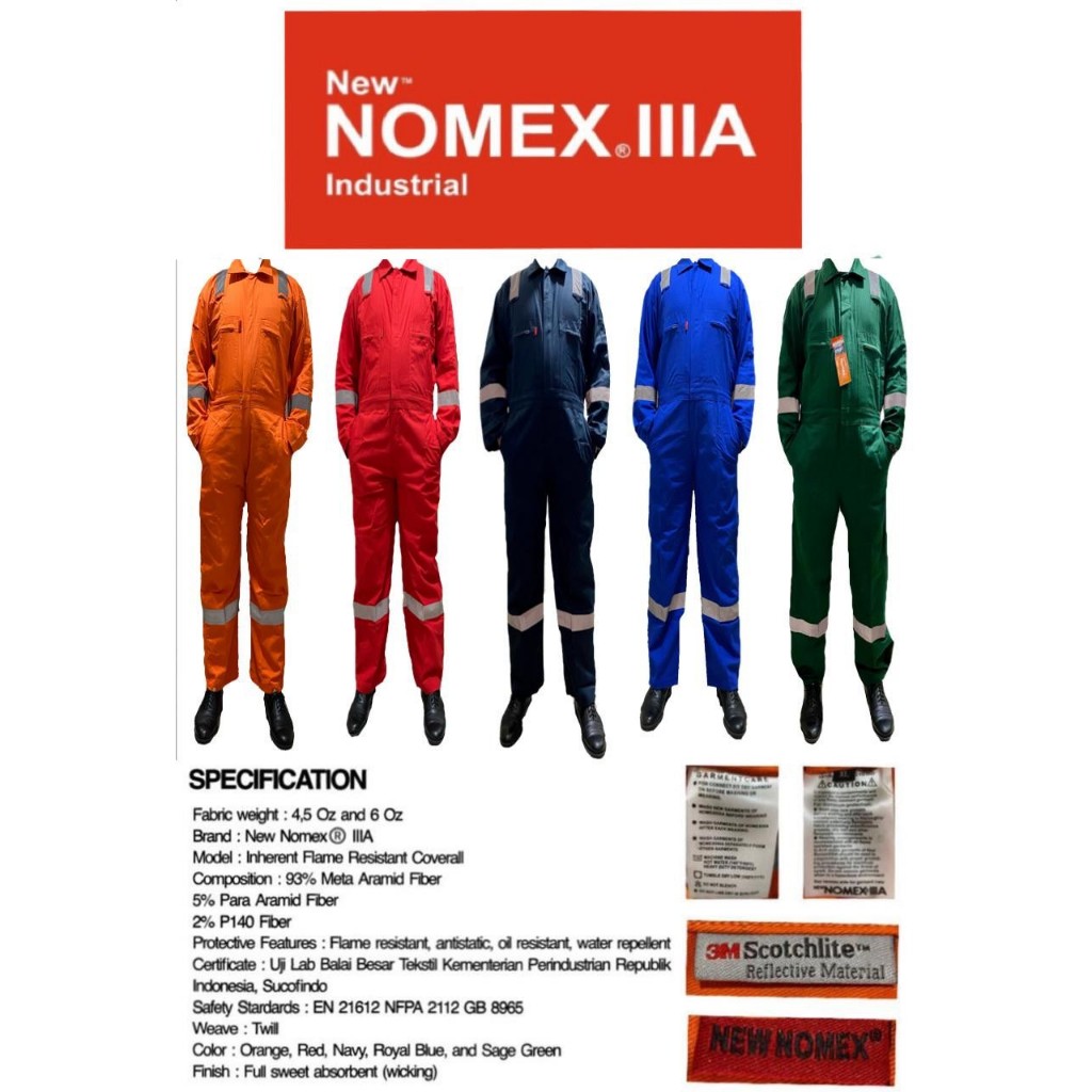 New Nomex IIIA Coverall Wearpack Anti Api Bersertifikat Migas