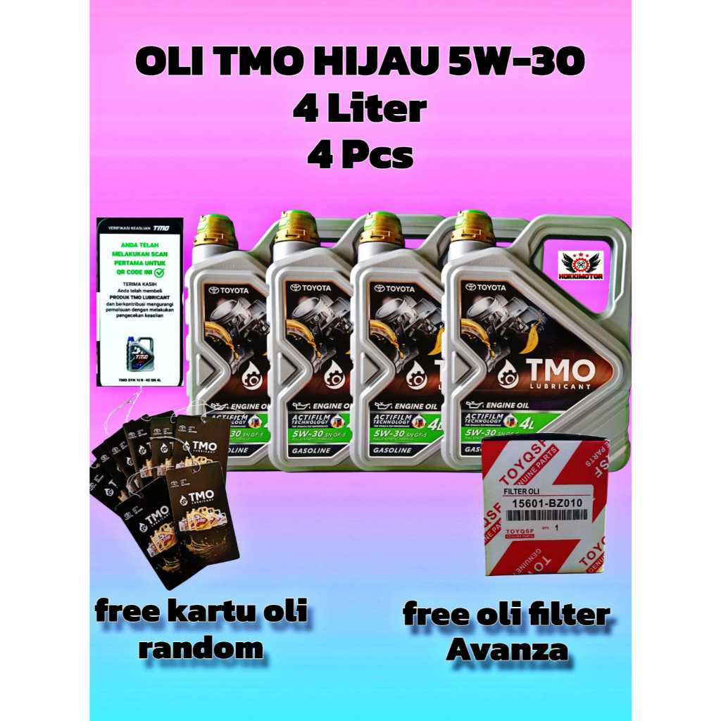Oli  Mesin TMO Hijau 5W-30 Bensin Original Scan Barcode 4 Liter 1Dus 4 Pcs  Free Kartu Oli Random+Ol