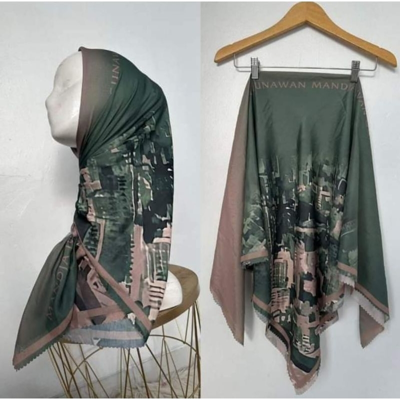 hijab segi empat motif kembang denay kw