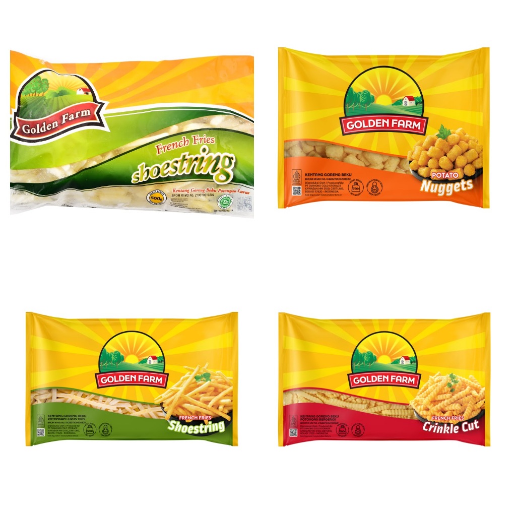 

Golden Farm Shoestring 500gr - 1kg | Crinkle Cut 1kg | Potato Nuggets 750gr | Kentang Berkualitas!