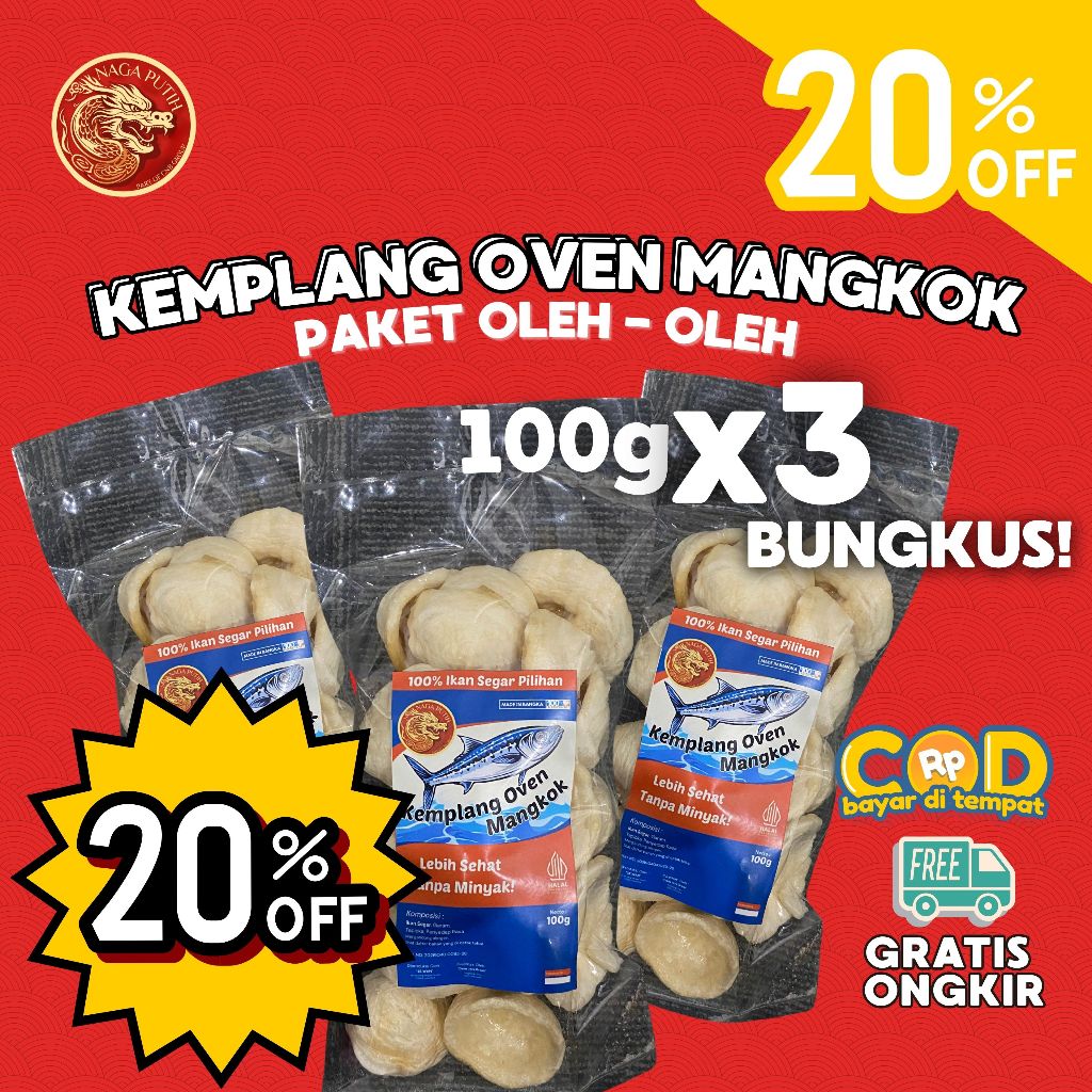 

Diskon 20% Paket Spesial Oleh-Oleh Kemplang Oven 100g (Isi 3) Lebih Banyak, Lebih Murah!